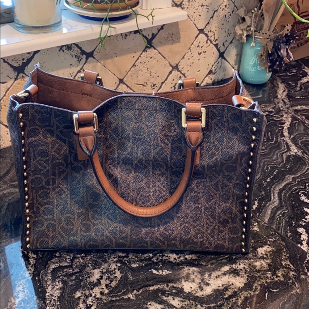 brown calvin klein handbag